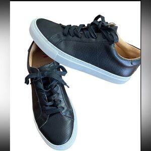 GREATS Brooklyn Royale Womens 7.5 Black Perforated Trainer Italy Sneaker leather